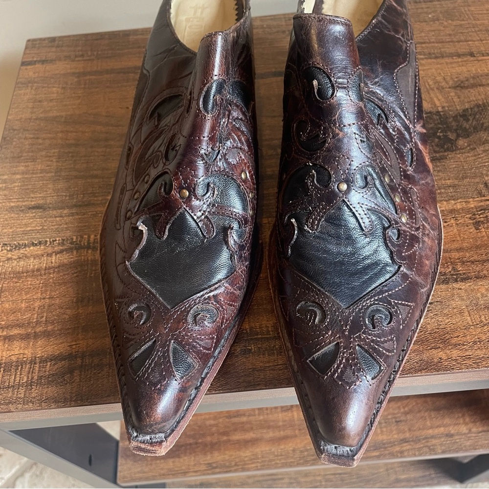 Corral Mules Shoe Boots Brown Leather Embossed Western Cowboy Slip On Womens 7.5 - Picture 4 of 7